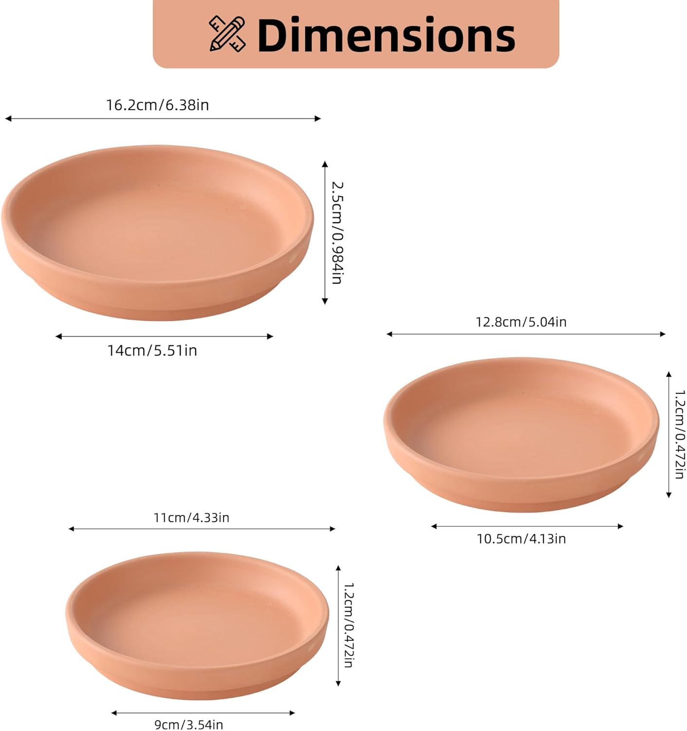 6 Inch Terracotta Plant Saucer Pots Tray - 6 Pcs Round Planter Saucers for Indoor & Outdoor Plants, Small Clay Trays Perfect for 5 Inch 5.5 Inch 6 Inch Flower Pot (6INCH)
