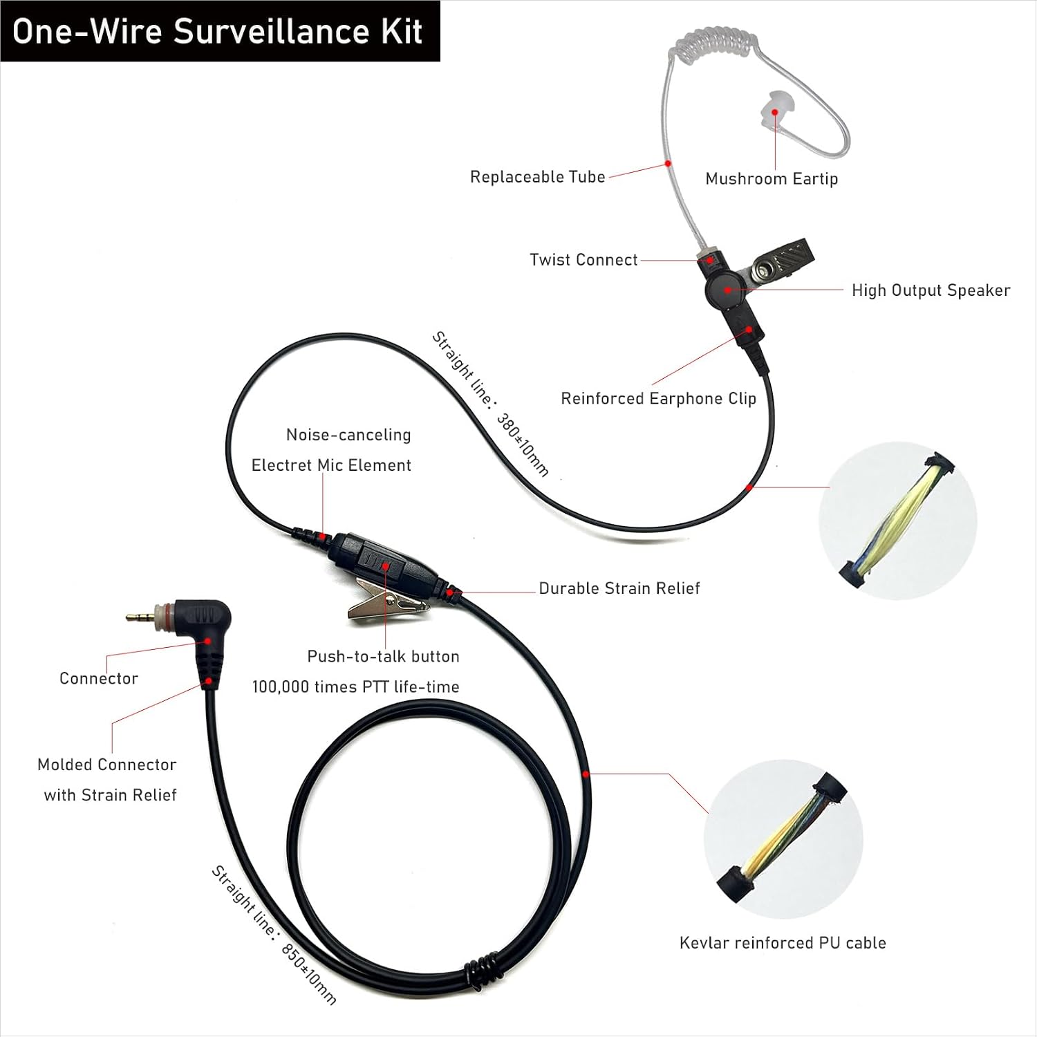 Air Acoustic Tube Earpiece PTT Mic Headset for Motorola DLR110 TLK100 SLN1000 SL300 SL1600 SL2600 SL3500E Walkie Talkie Two Way Radio