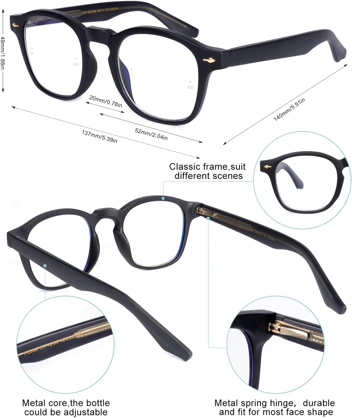 OKH Photochromic Progressive Multifocus Reading Glasses for Men Women Anti Blue Light Transition Multifocal Computer Readers