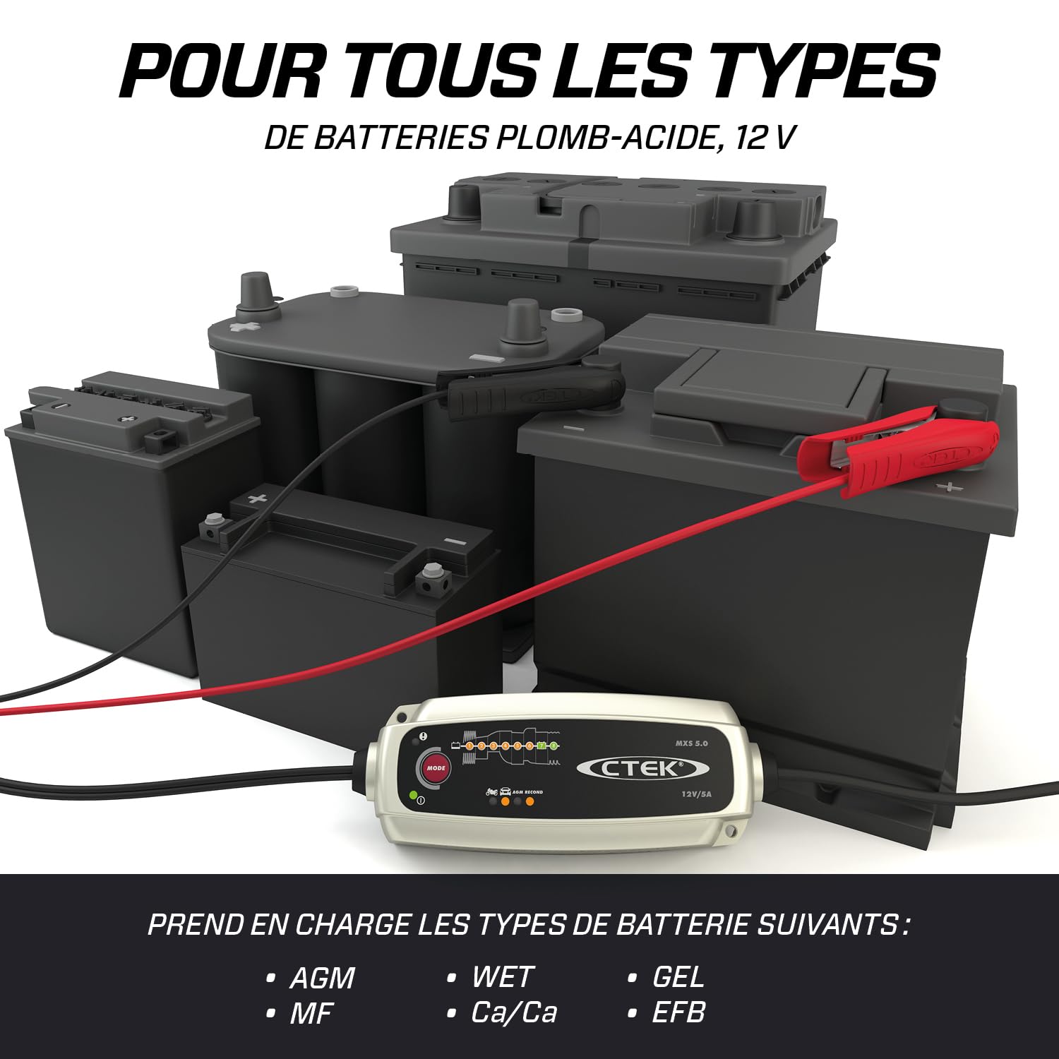 CTEK 56-305 MXS Batterieladegerät 5 Batterieladegerät Mit Automatischer Temperaturkompensation, 12V 5 Amp (EU Stecker)