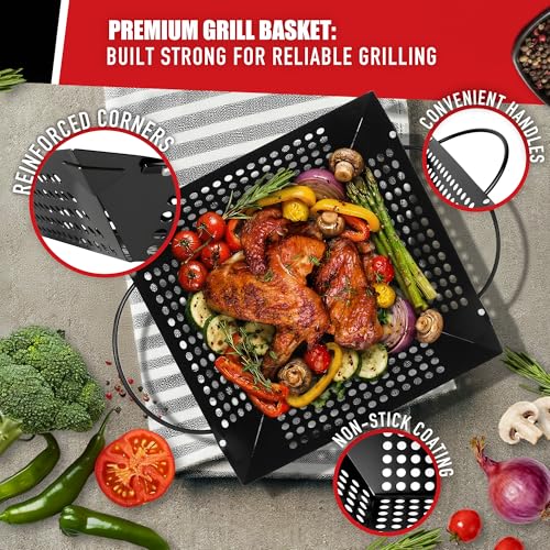 Qetumst Large 3 PCS Grill Basket Set for Outdoor Grill, Veggie Grilling Pan - Image 5