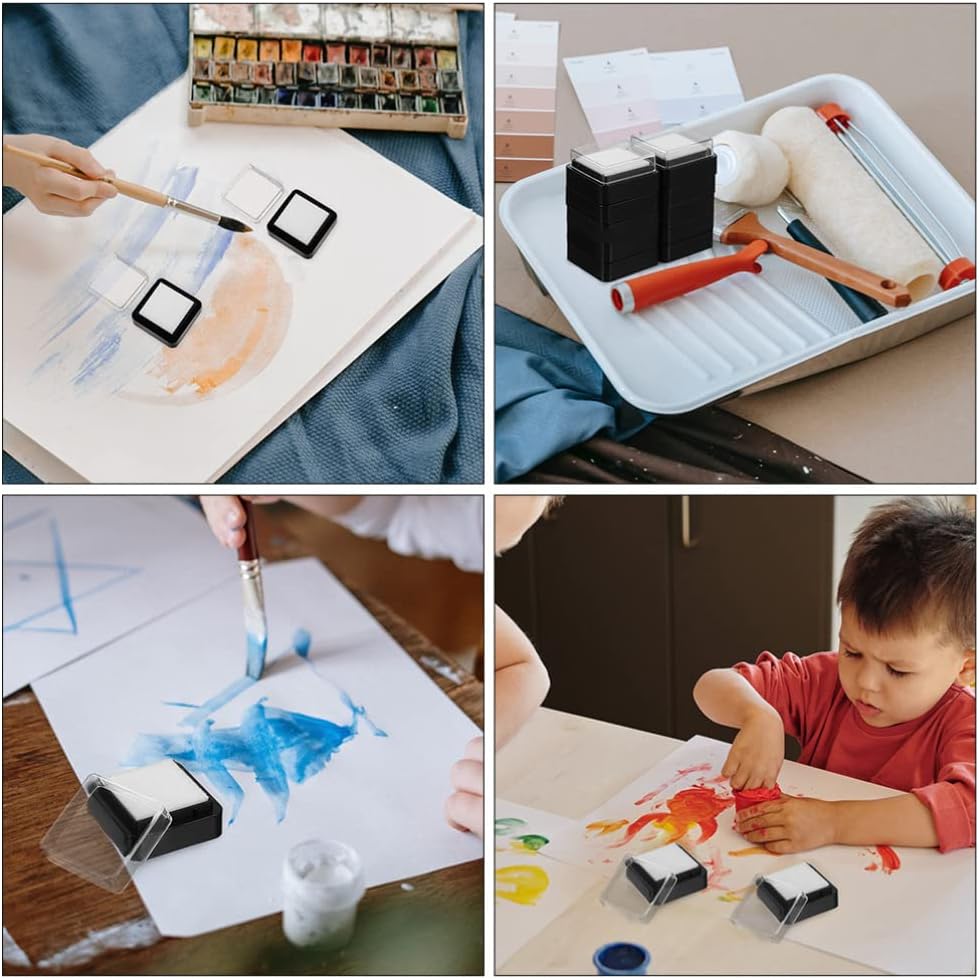 Blank Empty Ink Pad 15pcs White Ink Stamp Pad DIY Painting Scrapbooking Craft Project 30x30mm