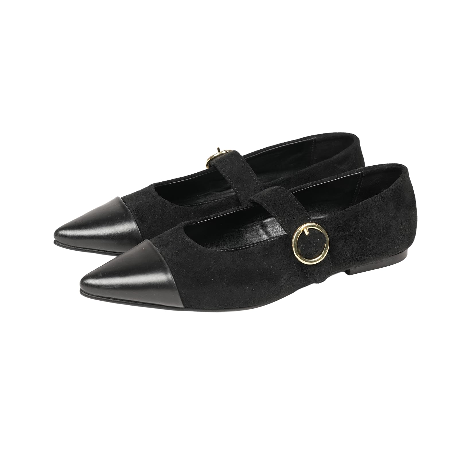 theater Women Brown Pointed Toe Mary Jane Ballerina Flats | Vegan Suede Bellies with Adjustable Strap | Stylish & Comfortable for Formal & Casual Wear-picture-34