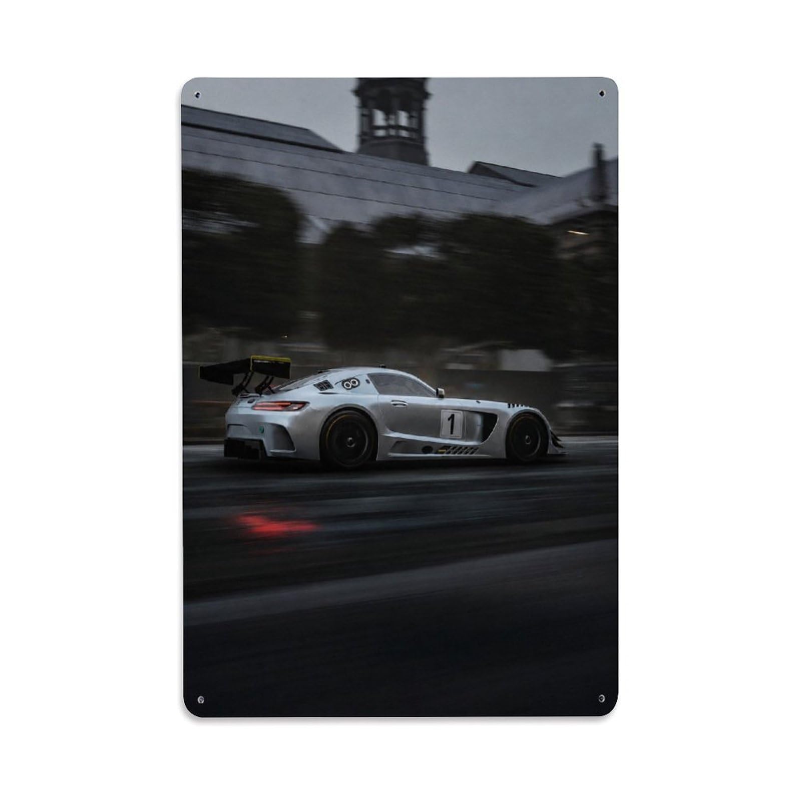 Supercar Track Performance Racing C190 GT3 Drift Vintage Metal Tin Sign Plaque Wall Decor for Cafe, Man Cave, Club Bar, Office, Home Garden Round Metal Poster 8x12Inch