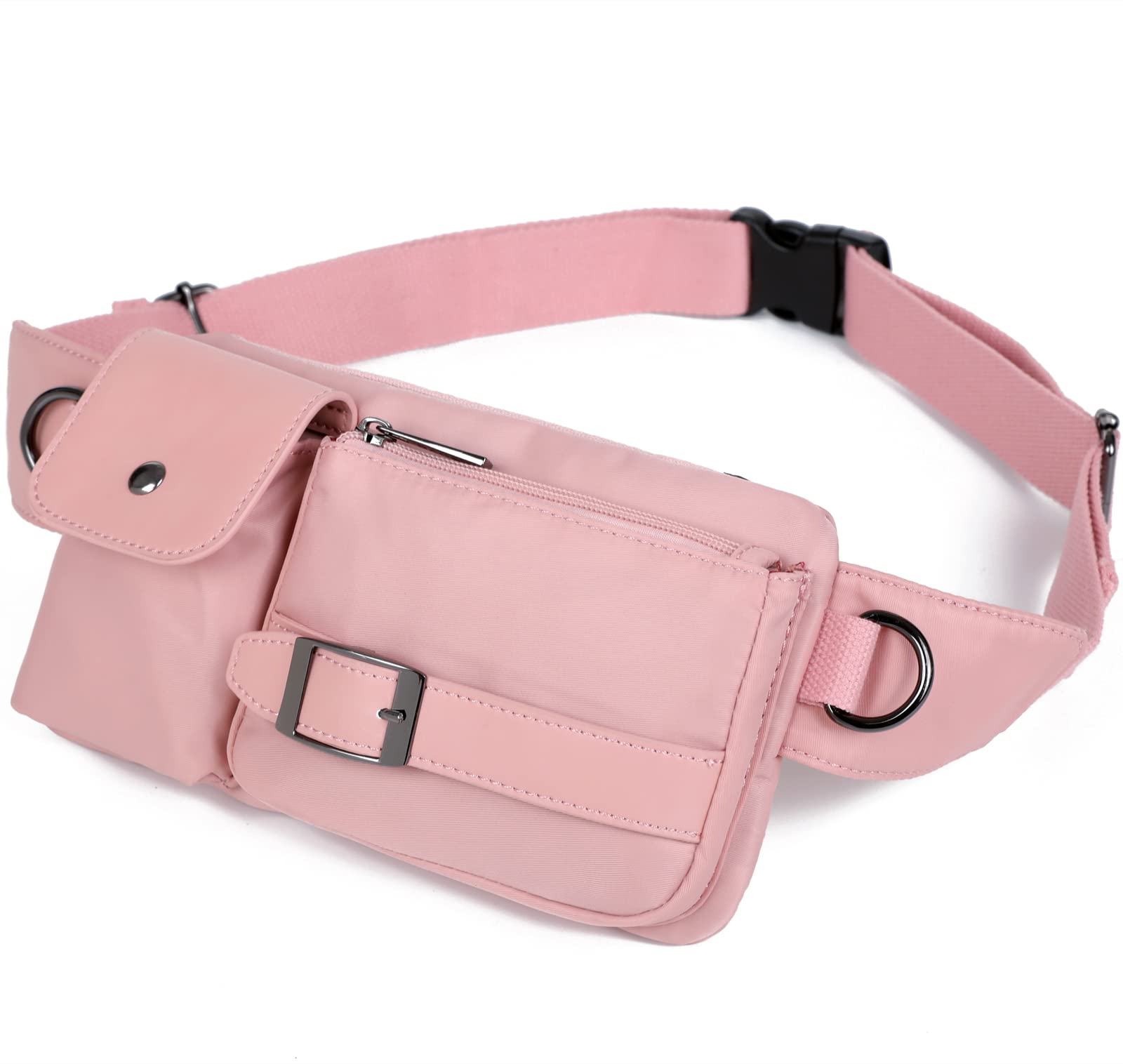 BaoshaWaterproof Fanny pack for women crossbody bag Waist belt bag for Traveling Casual Running Hiking Cycling YB-01 (Pink)
