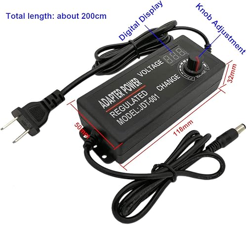 Miniatura 4 de YUNBO Adaptador de fuente de alimentación de voltaje ajustable AC 100-240V a voltaje variable DC 3-24V 2A 48W para luces de tira LED regulables