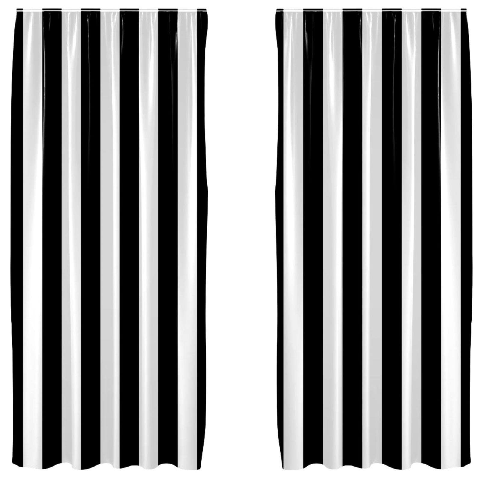Rideaux à panneaux géométriques noir et blanc 140x213 cm lot de 2 avec passe-tringle moderne