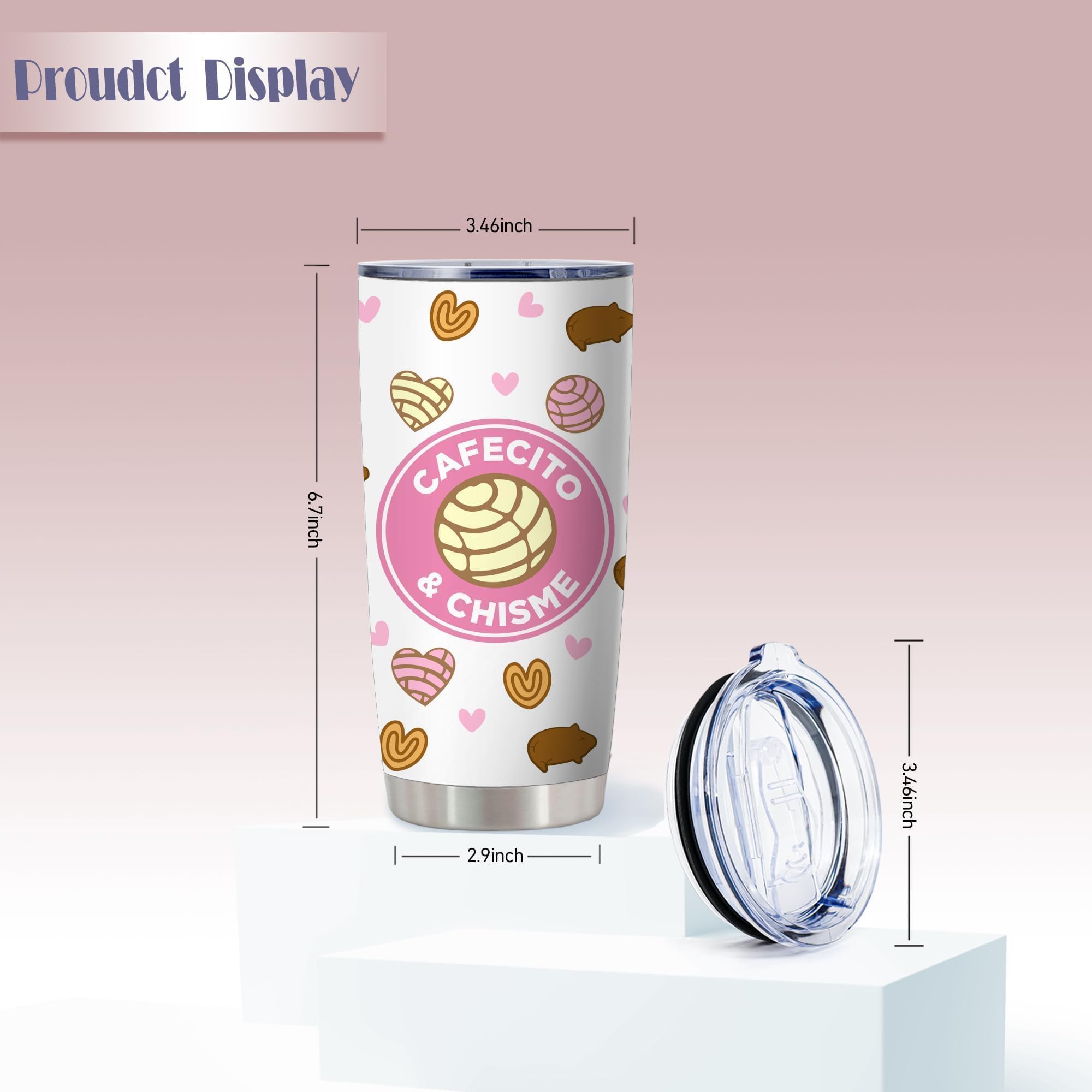 Cafecito Y Chisme Mug,Cute Mexican Coffee Mugs Tumbler Cup,Cafecito & Chisme Insulated Tumbler,20 Oz Funny Gifts for Women,Birthday Gift for Mom,Mom's Day Gift,Coffee Travel Mug for Friends,1 Pcs