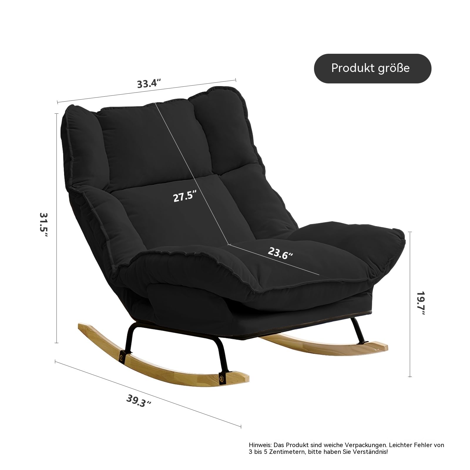 Extra große Schaukelstühle, Verstellbare Lounge-Stühle für Drinnen und Draußen mit Kissen für Arbeitszimmer, Wohnzimmer und Terrassen