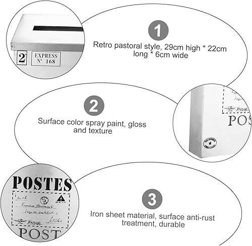 Miniatura 5 de Ciieeo Caja de 1 pieza de buzón de estaño retro para colgar en la pared, maceta para colgar en la pared, decoración de vallas, buzón de correo,