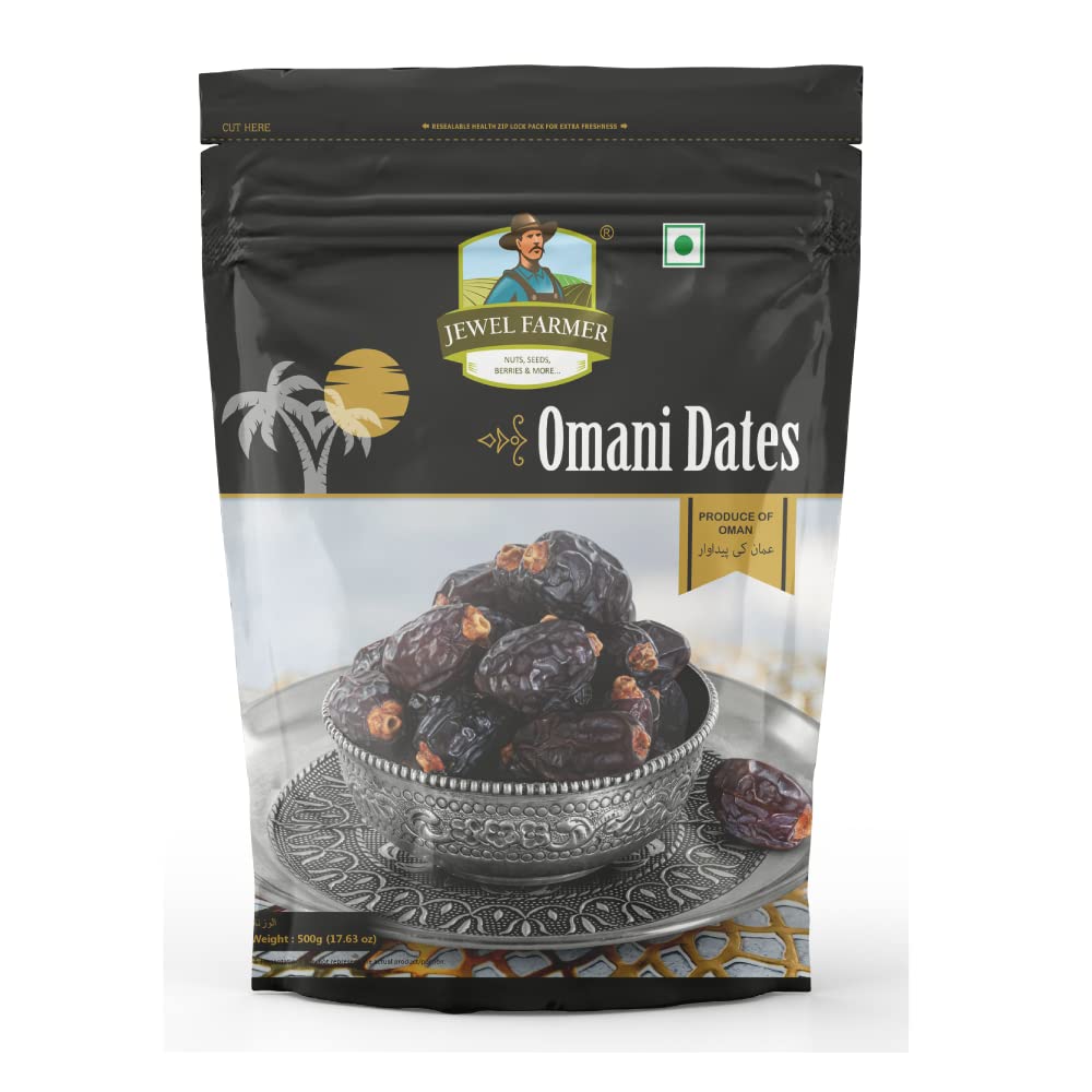 JEWEL FARMER Omani Dates with Dietary Fiber & Protein, Pack of Cholesterol Free Nutritious & Fresh Dried Khajoor (500g) (B0C495HBHR) Amazon Price History, Amazon Price Tracker