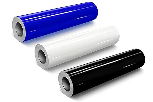 VViViD DECO65 Vinilo para manualidades azul brillante + blanco brillante + negro brillante, 3 rollos de 7 pies x 11.8 pulgadas, M0
