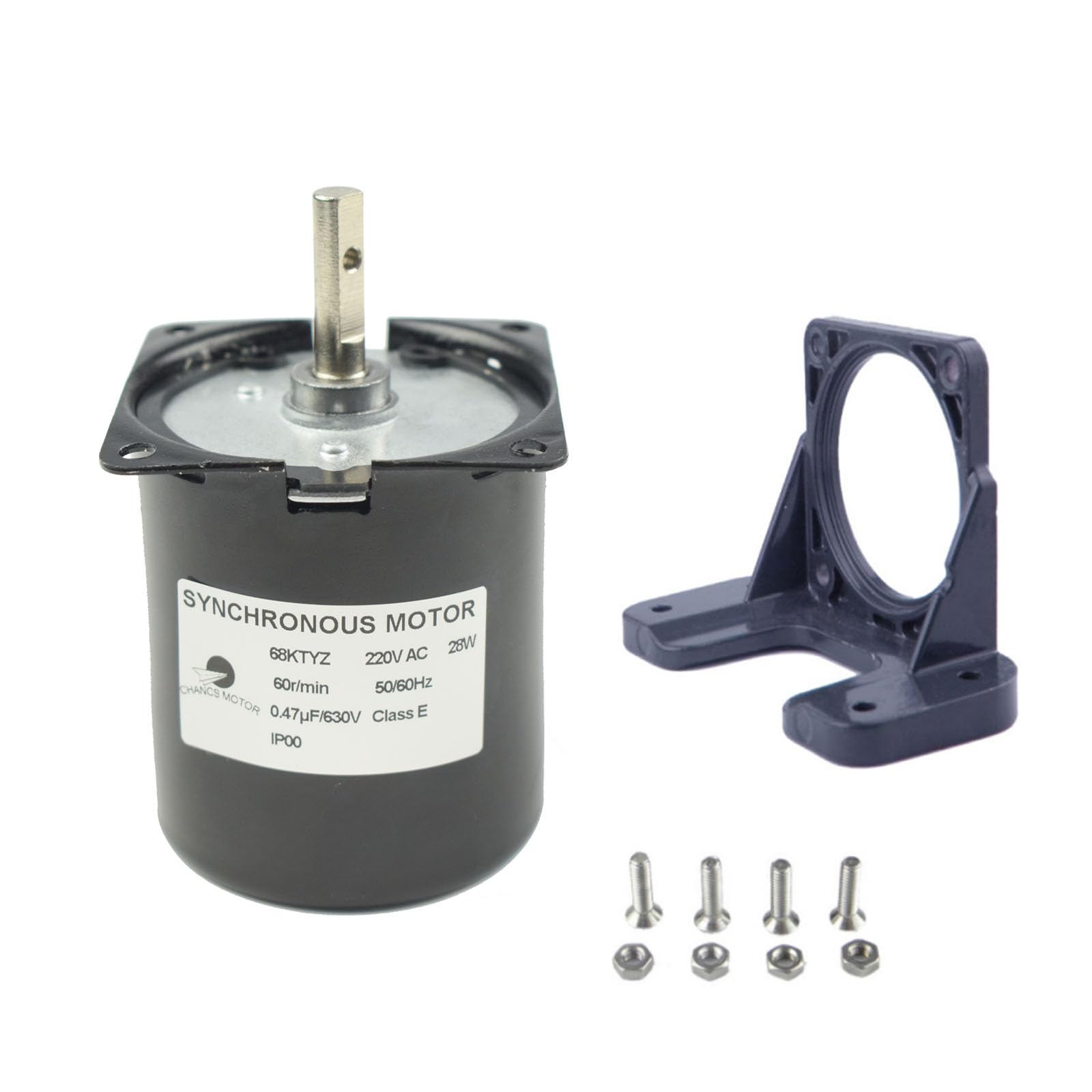CHANCS Getriebemotor Synchron 68KTYZ 220V AC 60r/min Untersetzungsgetriebemotor mit Festsitz