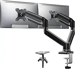 Suporte Articulado de Mesa para 2 Monitores, Adequado para Telas de 17-27 Polegadas, Suportar até 9kg