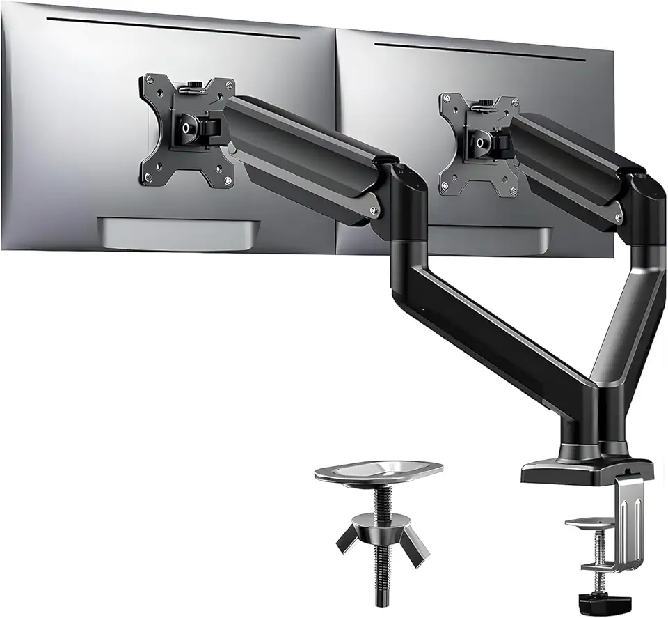 Suporte Articulado de Mesa para 2 Monitores, Adequado para Telas de 17-27 Polegadas, Suportar até 9kg