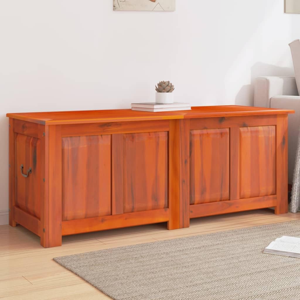 Coffre en bois d'acacia massif 150 cm pour ranger les jouets dans le salon