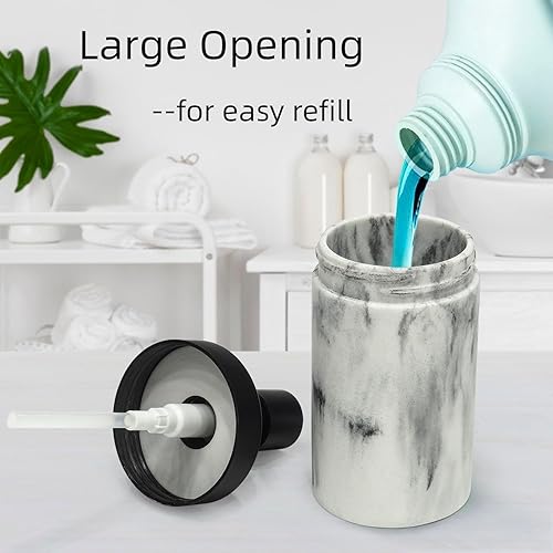 Miniatura 4 de Dispensador de jabón líquido estilo mármol blanco para decoración de baño o cocina, botella de jabón de manos y loción de apertura grande con tapa