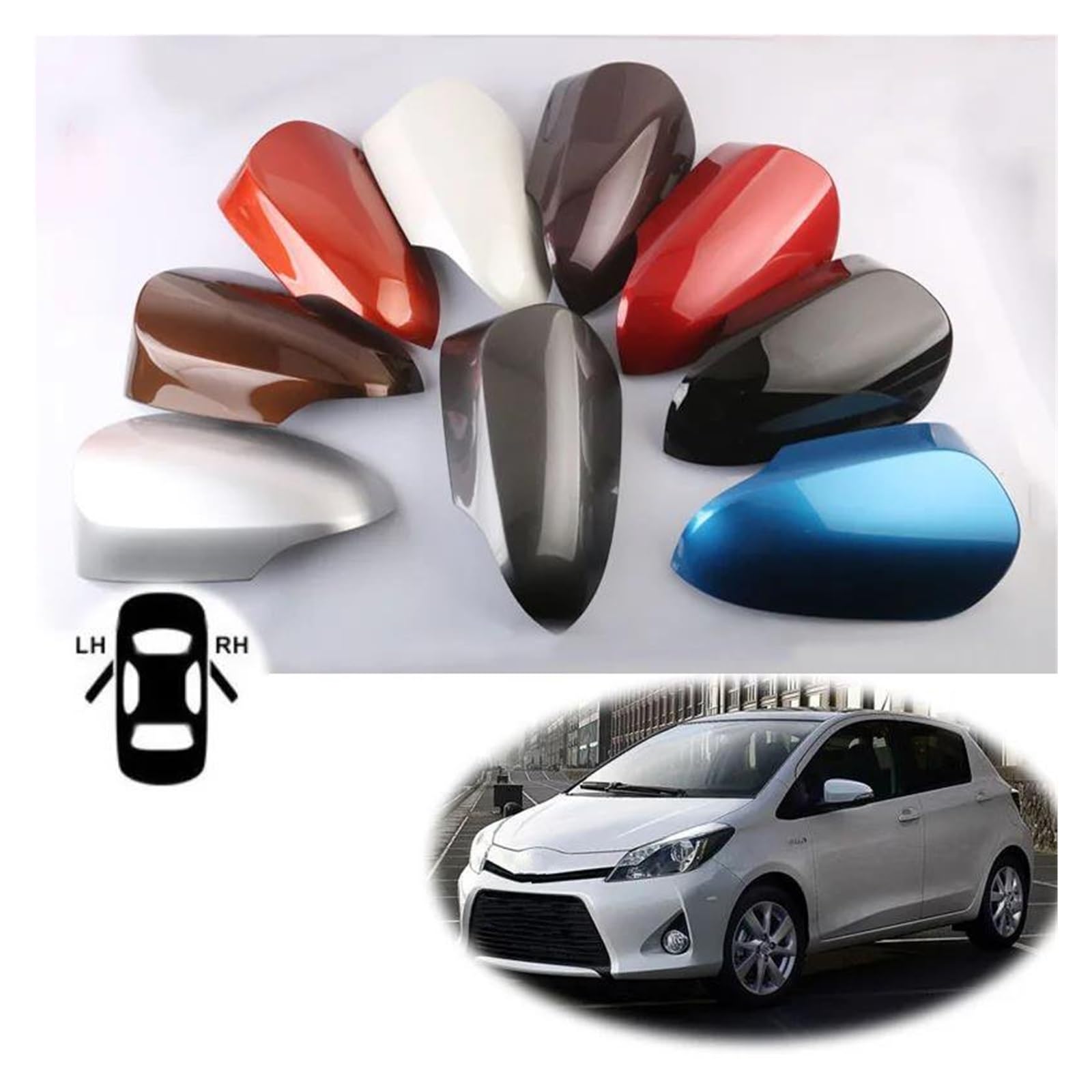 Tappi Specchietto Retrovisore Per Toyota Yaris 2012-2019 - 1 Paio Colore Rosso - Foto 11