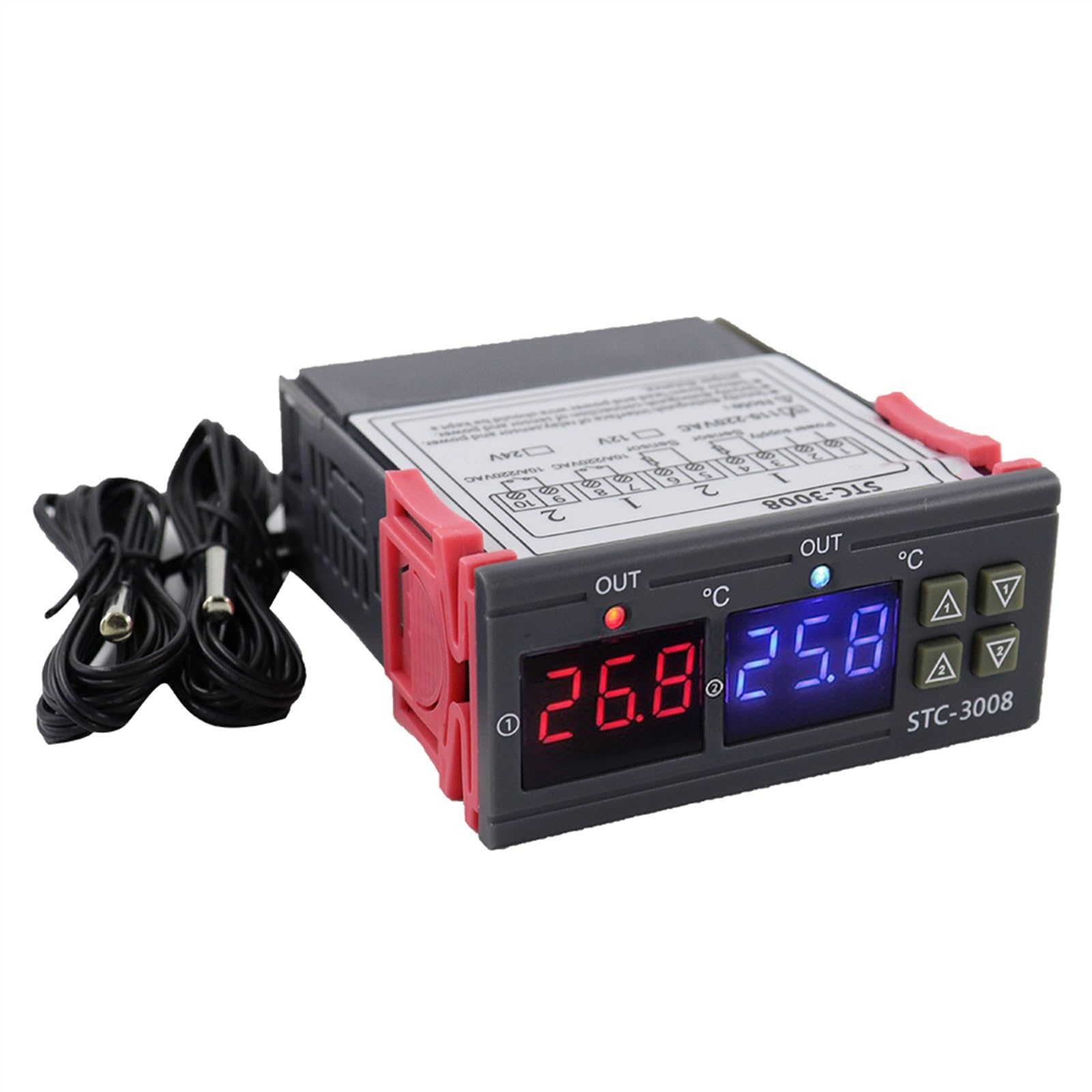 Termostato Digital STC-3008, controlador de temperatura y humedad, STC-3028, termostato, humidistato, termómetro, higrómetro, interruptor de Control (Color : STC-3028 12V)
