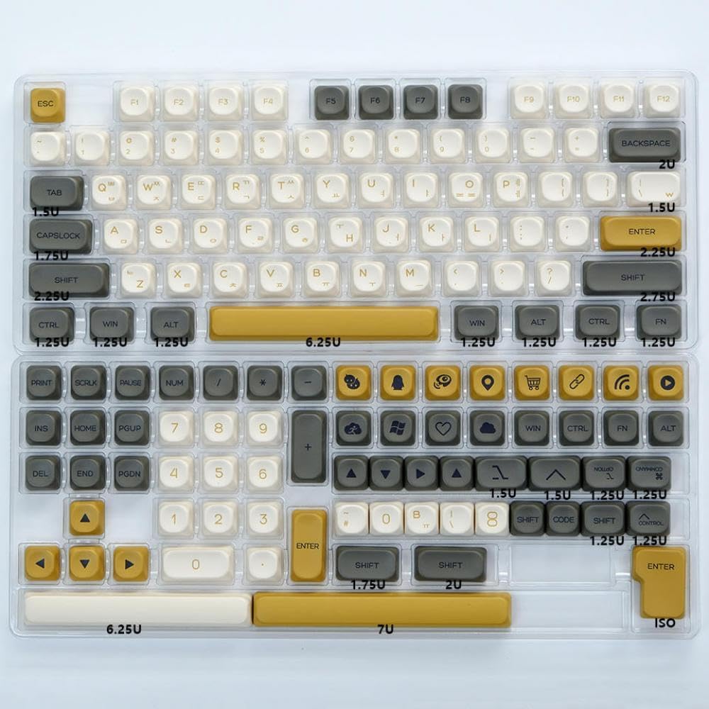 KBDiy KOA Keycaps 140 PBT Keycap MOA Japanese Korean Russian Style 7u ISO Compatible with Mechanical Keyboards(GMK Soymilk-RU)