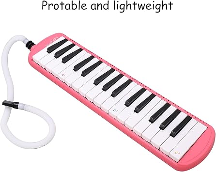 Mouth Piece Melodica Instrument Melodica, 32 Keys with 32 Keys and Bendy Tube for Begginers Musical Education Instrument (Pink)