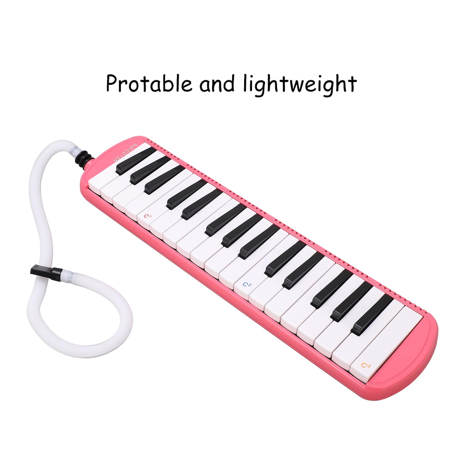 32 teclas estilo piano melódica melódica de tubo largo con bolsa de transporte para niños principiantes adultos regalo(Rosado)