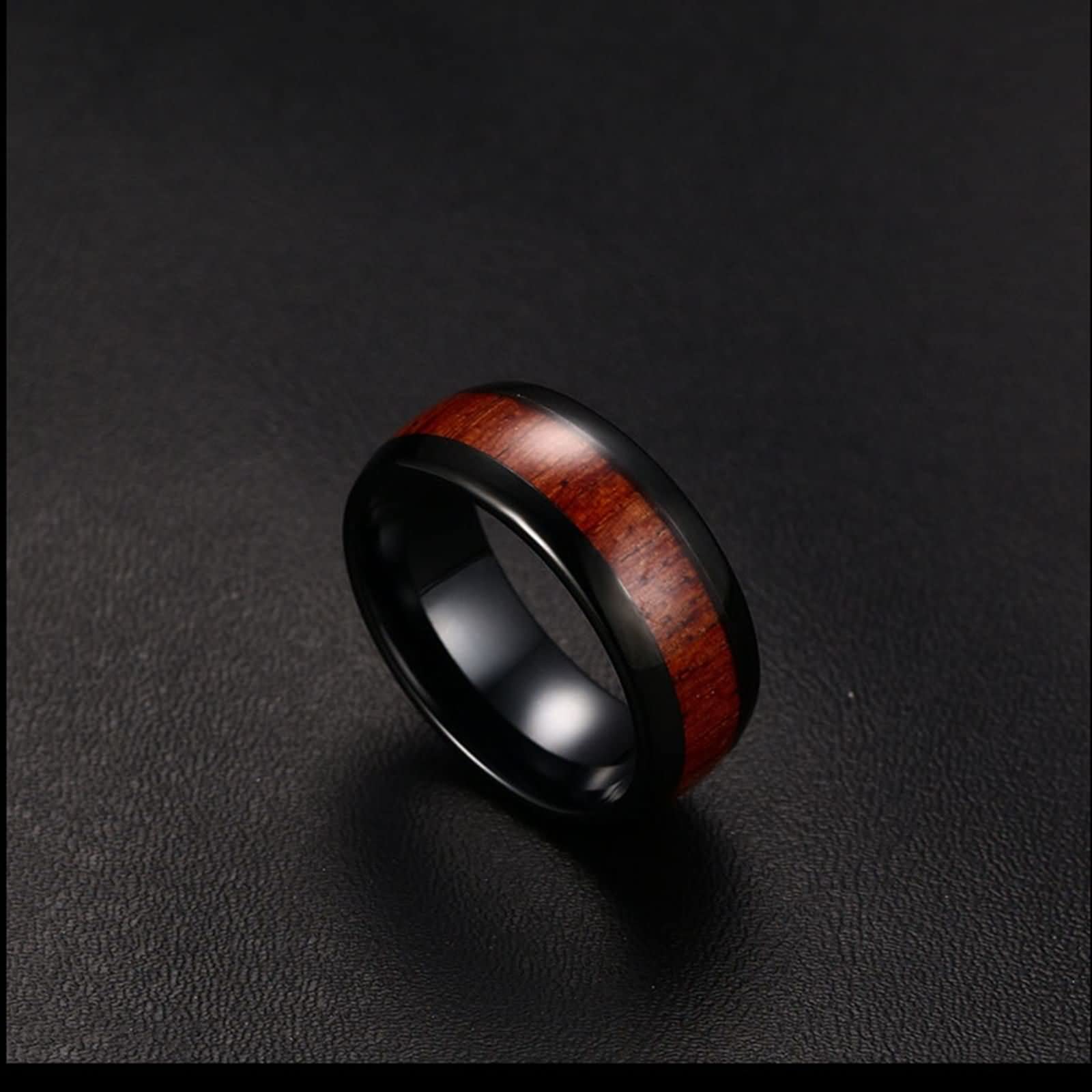 Anillo de Compromiso de Tungsteno,Anillo de Compromiso de Pareja 8MM Anillo Negro Marrón con Grano de Madera