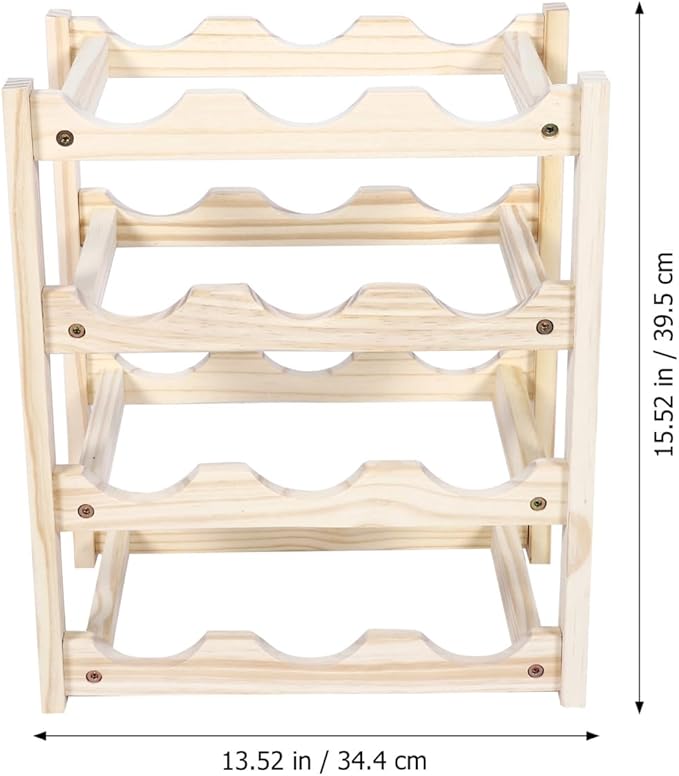 Cabilock Soporte para Botellas de Vino de Madera, Estilo Moderno, Beige miniatura 3