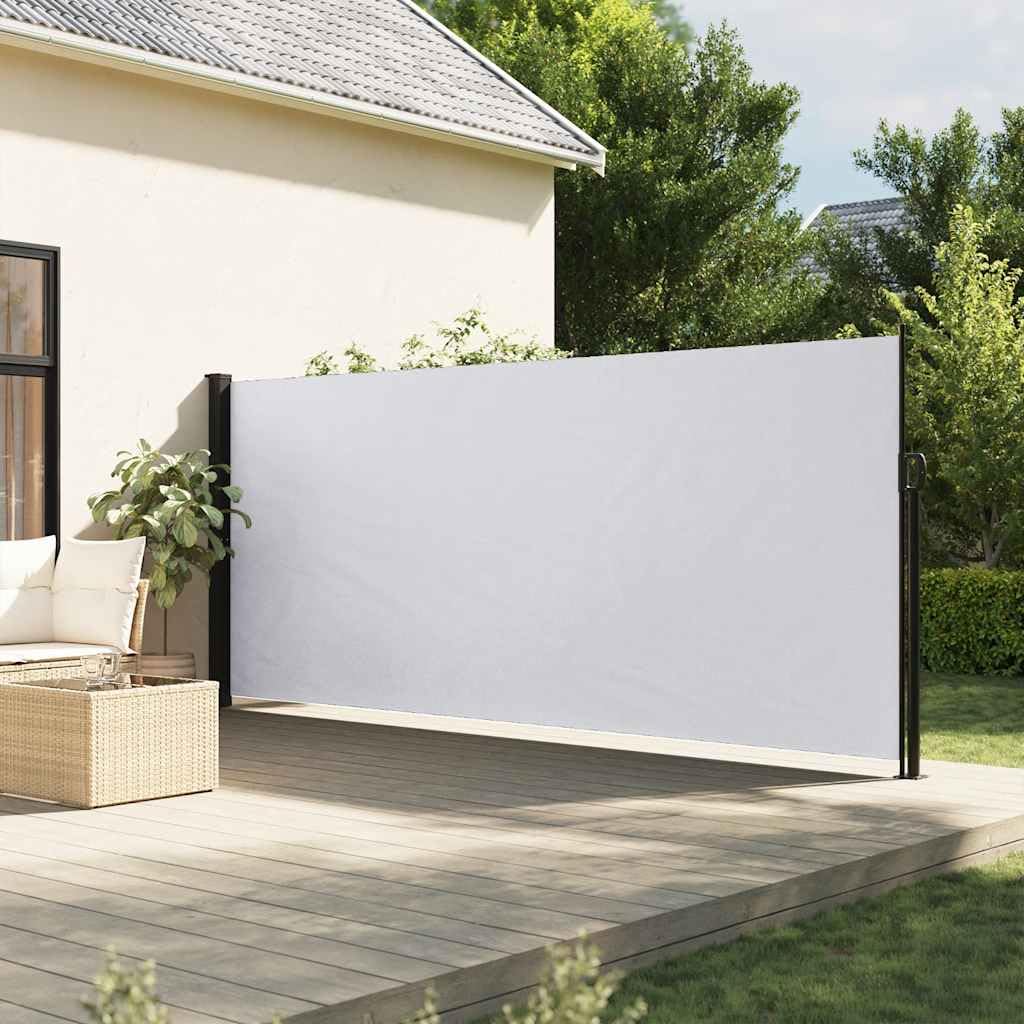 Auvent Latéral Rétractable Blanc 180x300 cm - Paravent Rétractable pour Balcon Jardin Terrasse - Brise-Vue Extérieur et Intérieur en Polyester et Cadre Robuste en Acier
