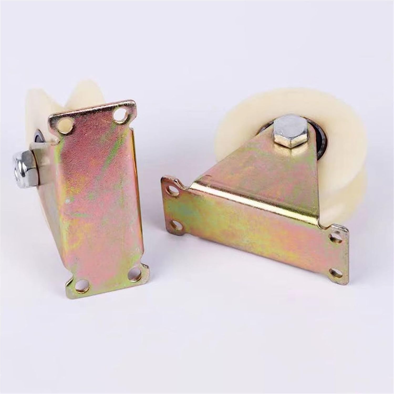 Bloque de polea de grúa, rueda de polea de cuerda, rueda de polea de ranura, rodillos ranurados de nailon de 30 mm Rodillos de puerta corredera de alta resistencia con soporte Polea de riel de soporte