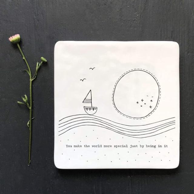 East of India Porcelain Square Coaster Keepsake - You make the world