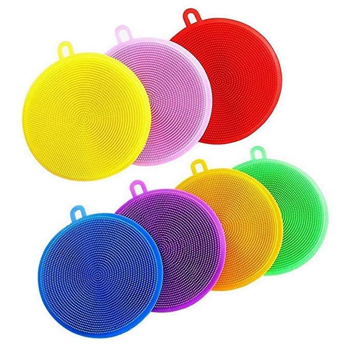 AKSHAR ENTERPRISE Silicone Sponge - Food Grade Reusable Sponges for Dishes - Dishwasher Safe, Double Sided Silicon Brush - Dish Scrubber - Kitchen Scrub Pad -Multicolor-PO7-image-14