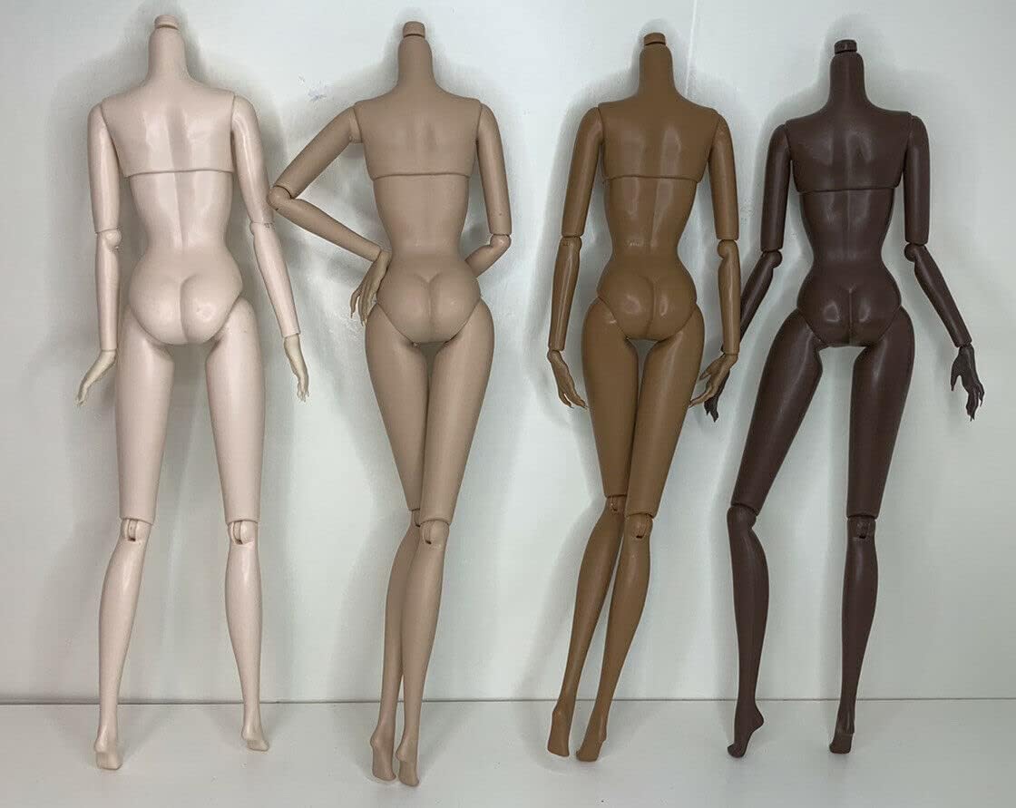 Eledoll DIY OOAK Doll Bodies 4 Pack Articulated Jointed Posable Multiracial Doll Repair 4 Shade Variety Pack for Barbie Fashion Dolls
