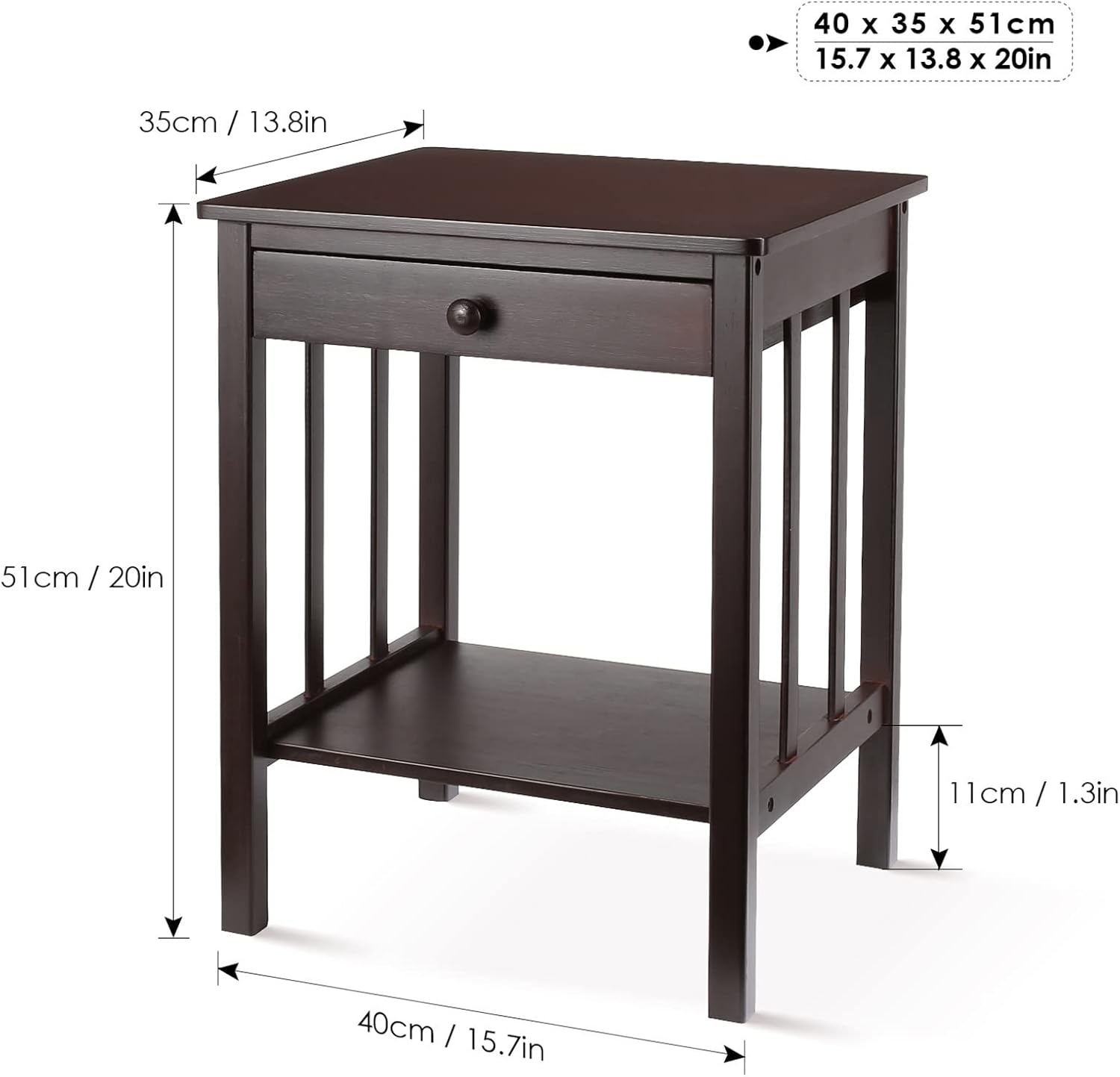End Tables Living Room, Nightstand with Drawer, Narrow Side Tables