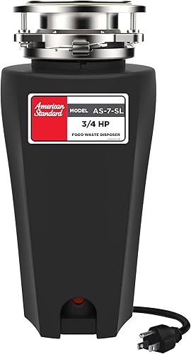 American Standard 10-US-AS-7-SL - Triturador de basura, 34 HP delgado, color negro