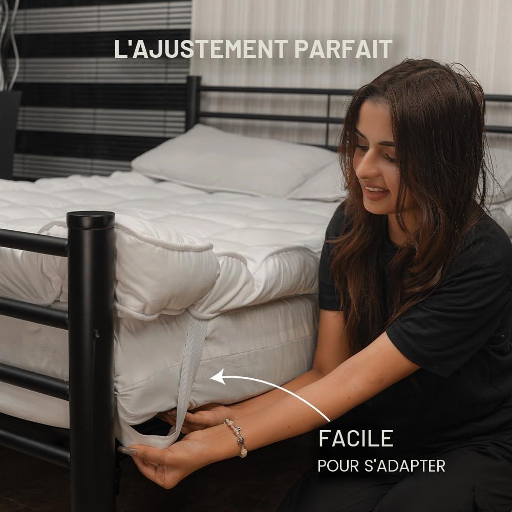 Surmatelas en microfibre Premium de 10 cm/4 pouces pour lit Super King - Surmatelas doux et moelleux avec piqûres en carré pour un confort amélioré (Super King - 182x200cm)