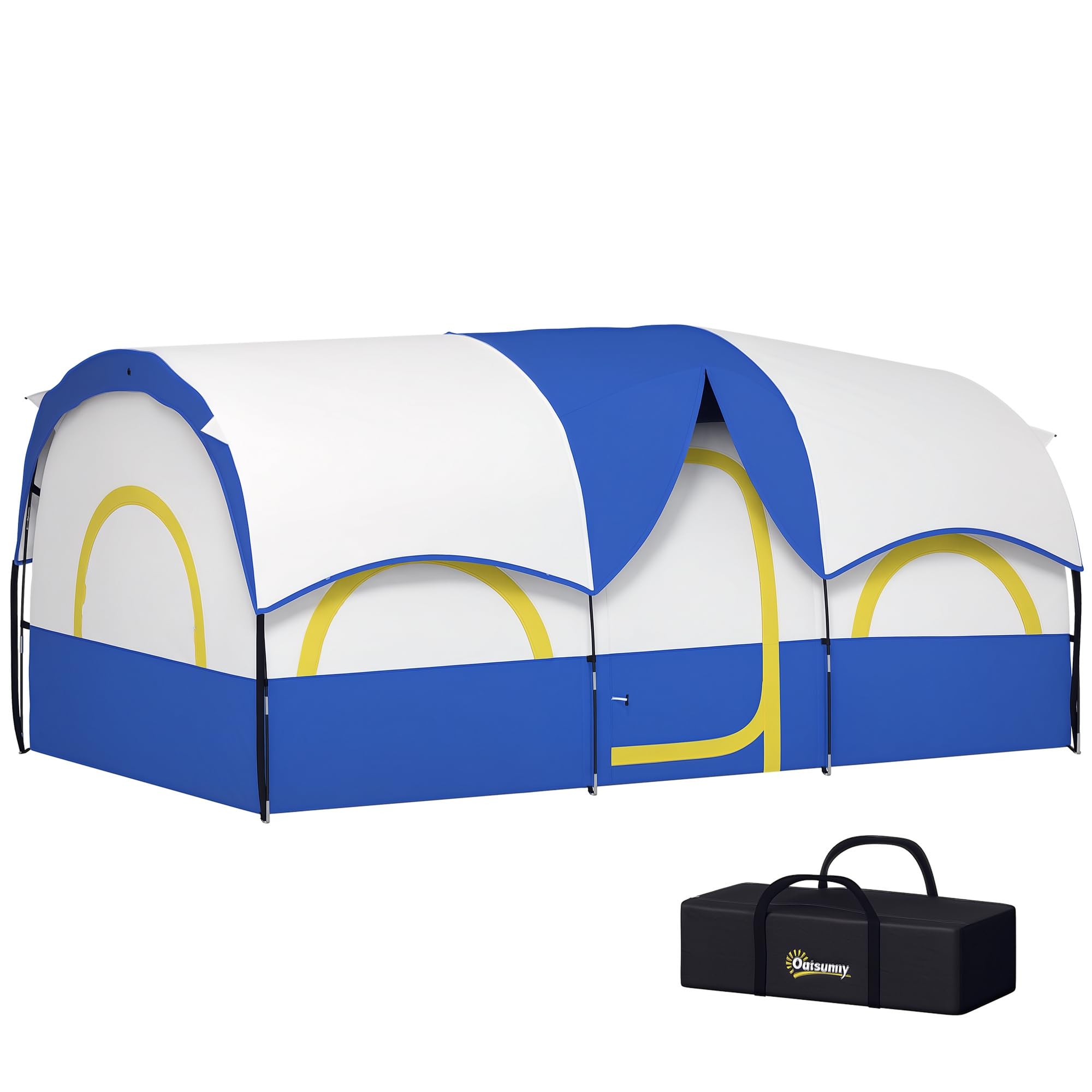 Outsunny Tienda de Campaña Familiar Tipo Túnel para de 4-6 Personas Impermeable 3000 mm Tienda de Camping Plegable con 2 Dormitorios Bolsa para Senderismo 435x251x195 cm