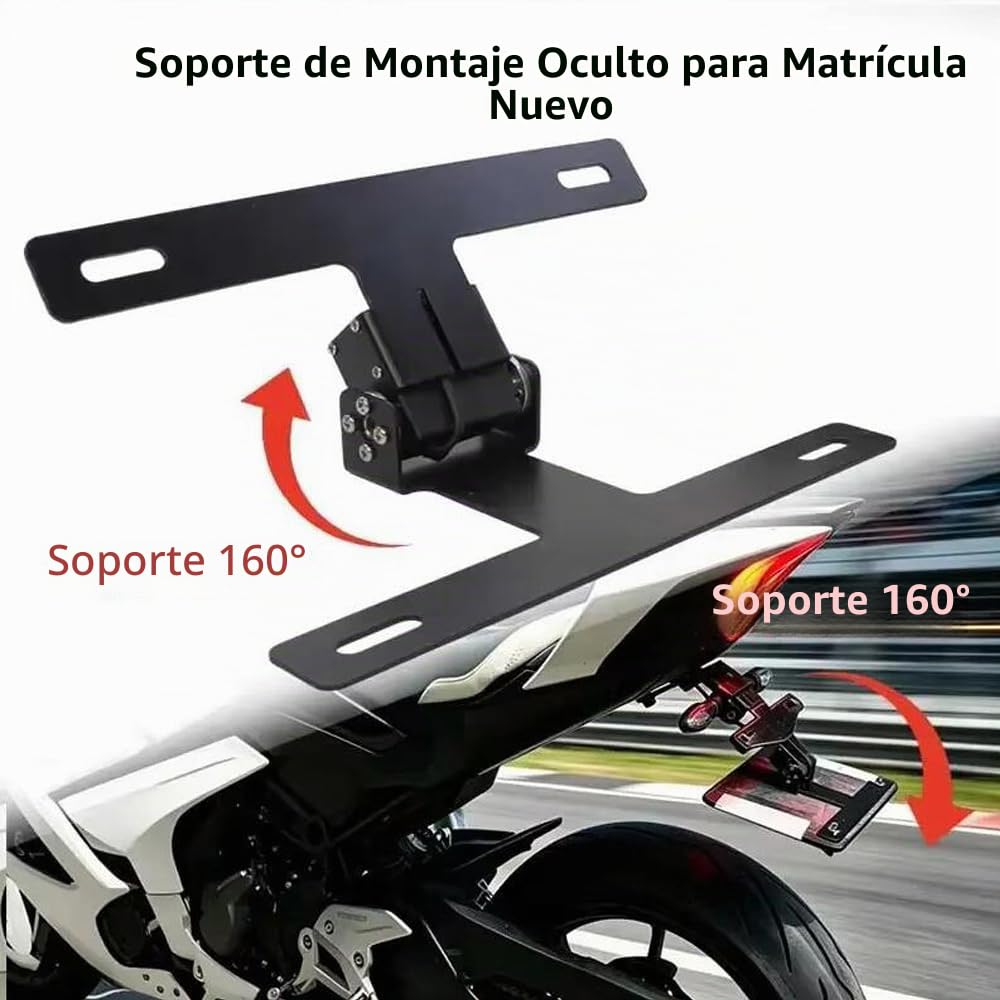 Soporte Plegable Universal para Matrícula de Moto, Soporte Eléctrico Ajustable para Placa de Moto, Repuesto para Modificación de Motocicletas