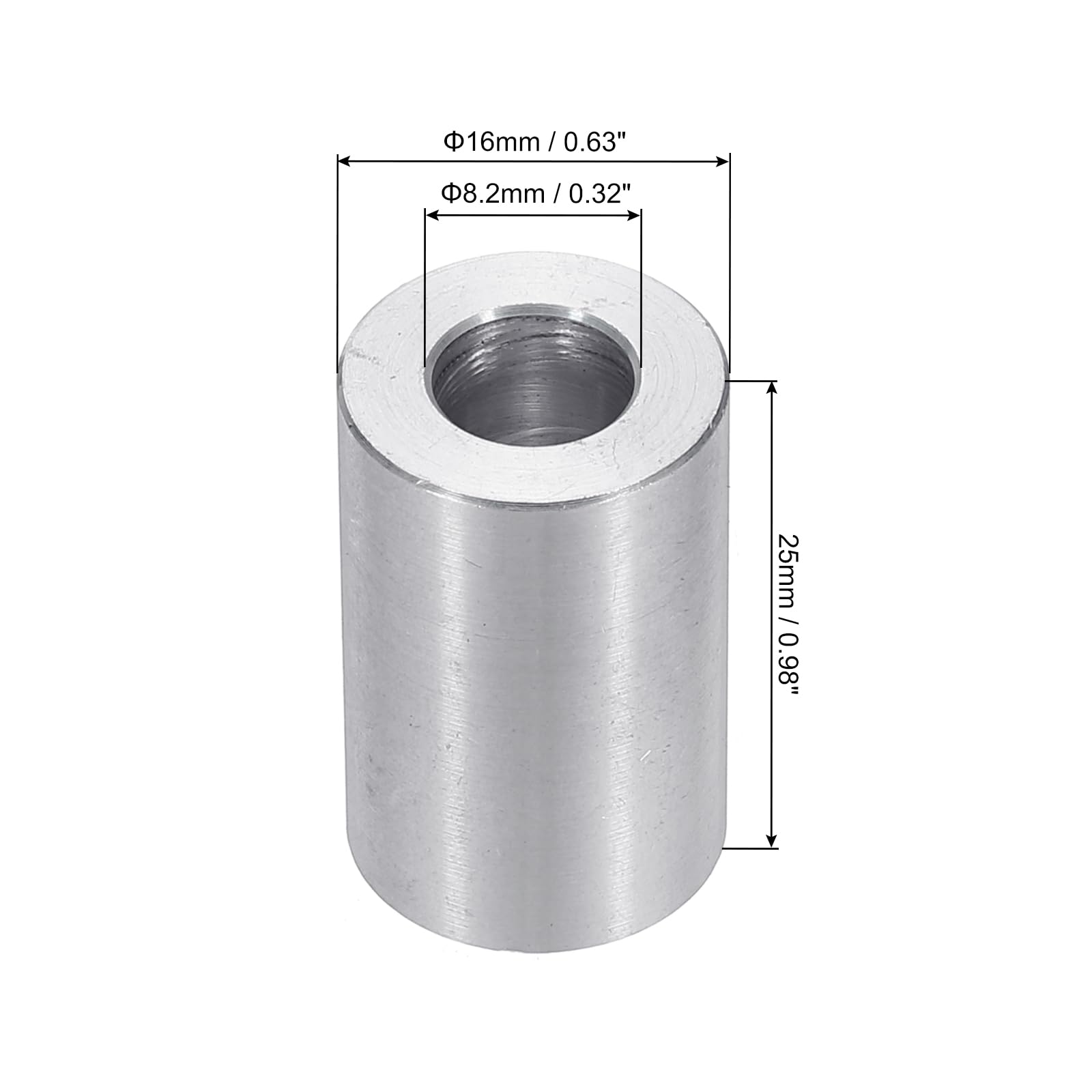 PATIKIL M8 Aluminum Spacers, 6pcs 5/16" x 5/8" Round Metal Spacers for 5/16 or M8 Screw Bolts - Image 2