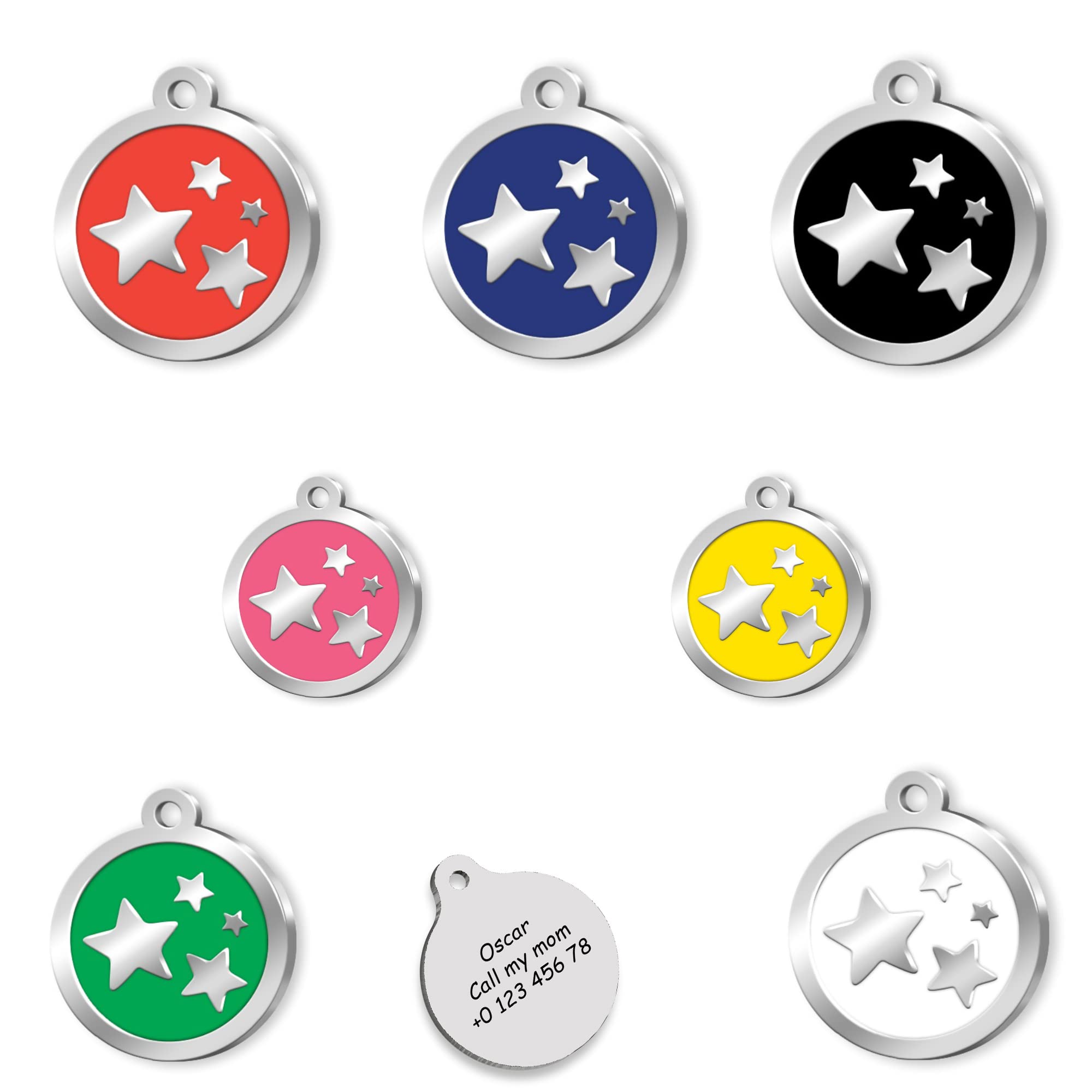 Star Dog id Tag - Silver Plated Pet Tags - Silver Plated Dog Name Tag - Personalized Pet Tag - Customized Dog Cat Tag - ID Tag for Dog - Custom Dog Name Tag (Yellow)
