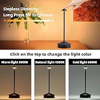 Vista 5 de Juego de 2 lámparas de mesa inalámbricas recargables de 6000 mAh, lámparas de escritorio con pilas, lámpara táctil LED portátil, lámpara