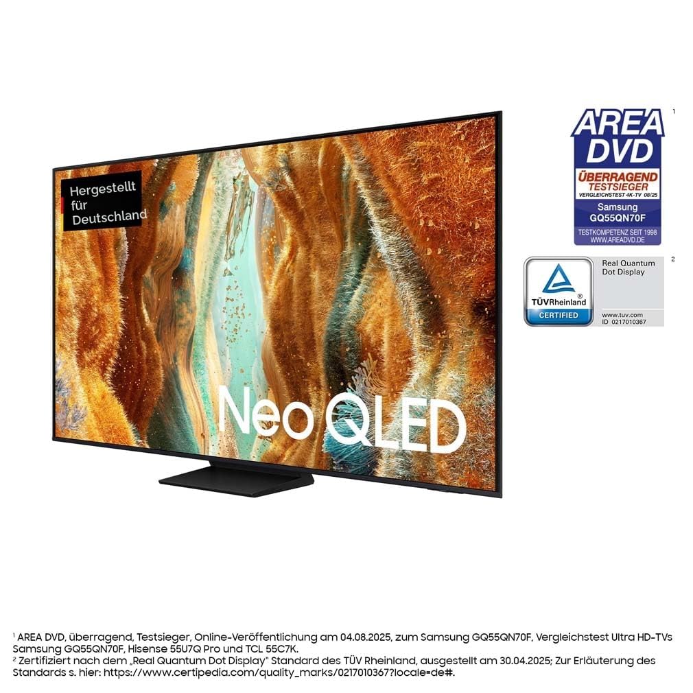 Samsung Neo QLED 4K QN70F 55 Zoll (138 cm) Mini LED Fernseher, Optimiert für Fussball, NQ4 AI Gen2 Prozessor, Quantum Matrix Technology Slim, Motion Xcelerator, Samsung Vision AI Smart TV