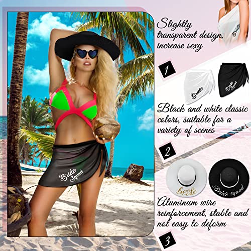 Jiuguva 24 Pcs Bride Cover ups Set Bridesmaid Coverups with Heart Sunglasses Sun Hats Bride Beach Sarongs Bathing Suit Wrap Bridesmaids Gifts for Wedding Bridal Shower Bachelorette Party3