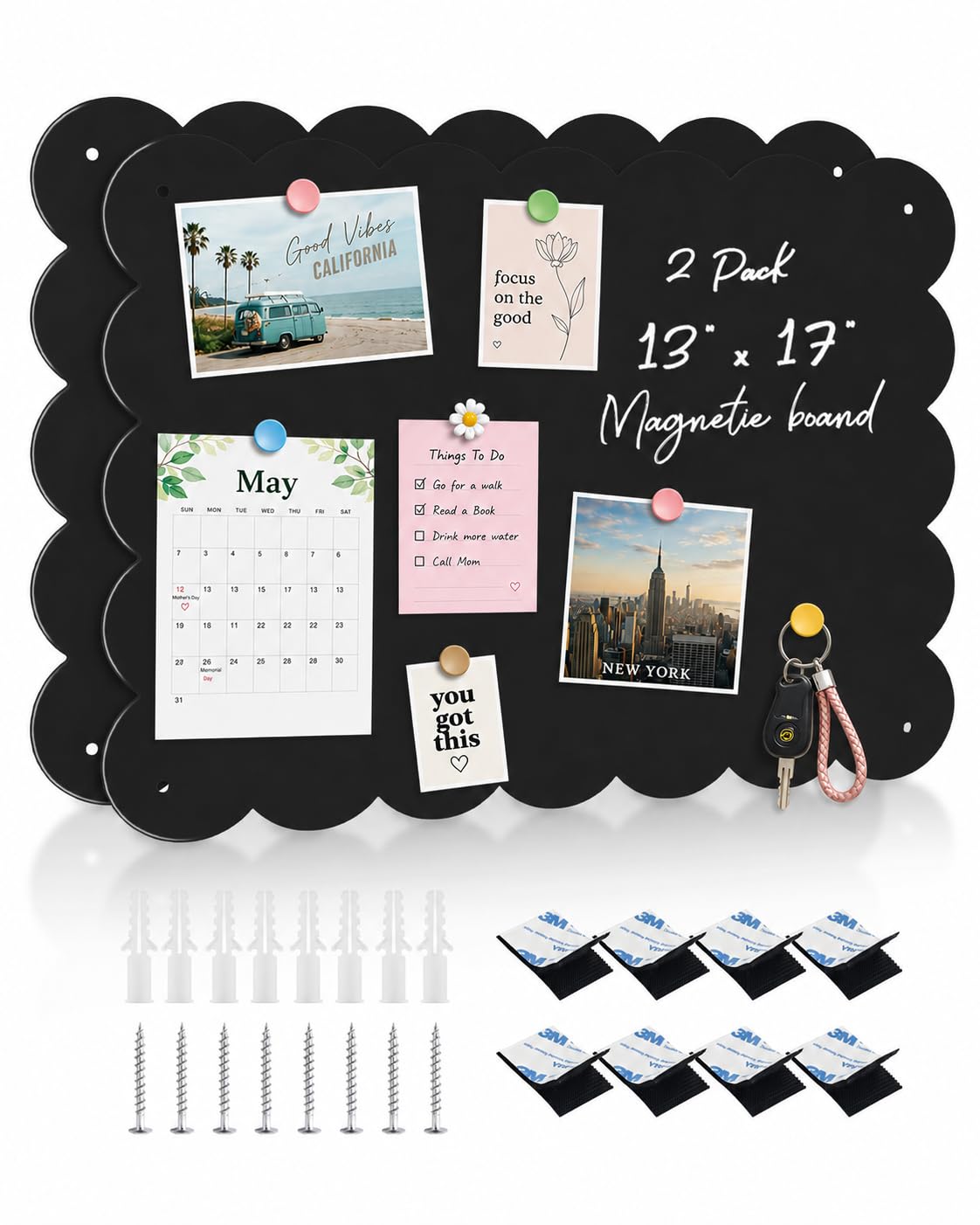 Umtiti Magnetic Board 33 x 43 cm, 2 Pack (Black)