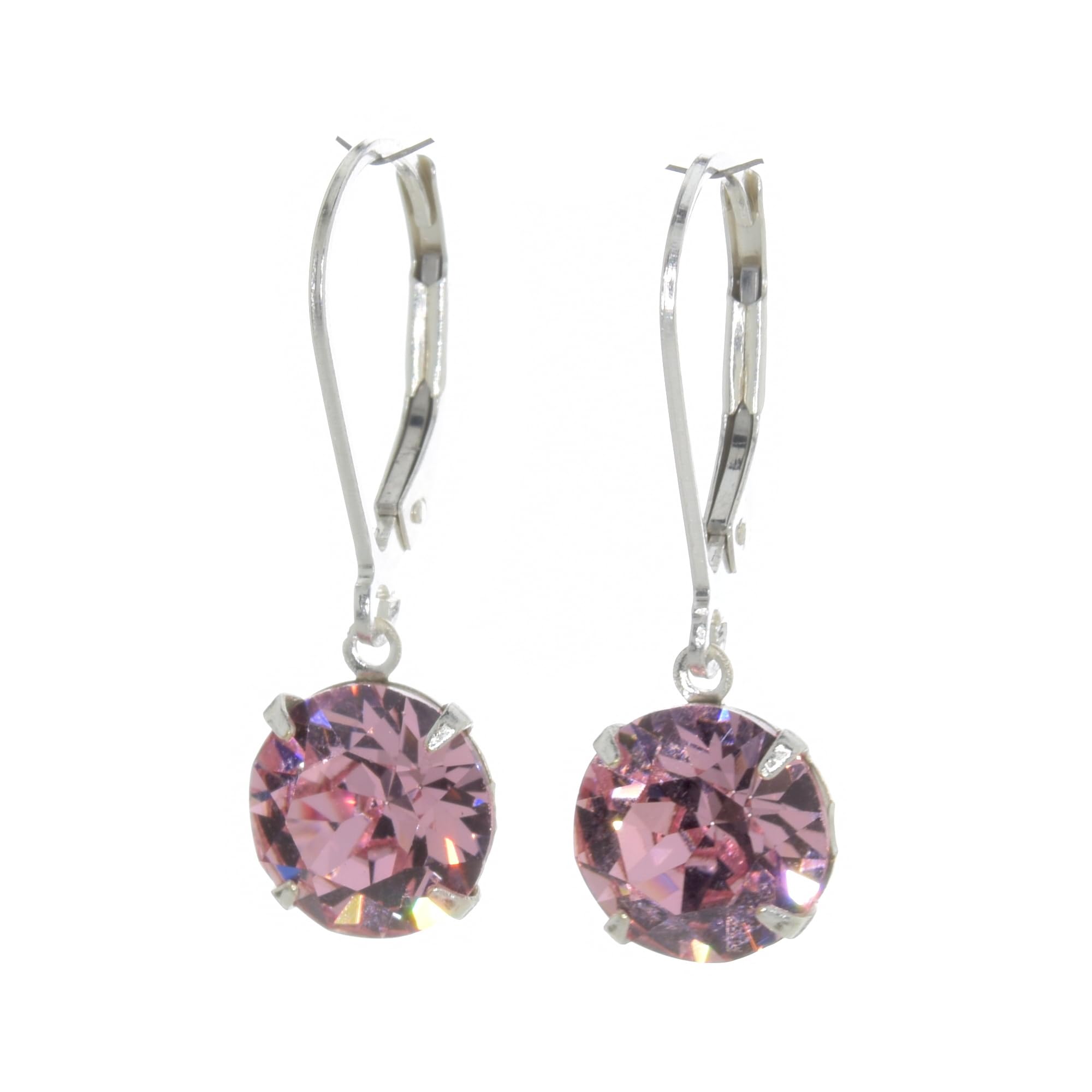 pewterhooterSterling Silver drop earrings made with sparkling crystal. Gift Box.
