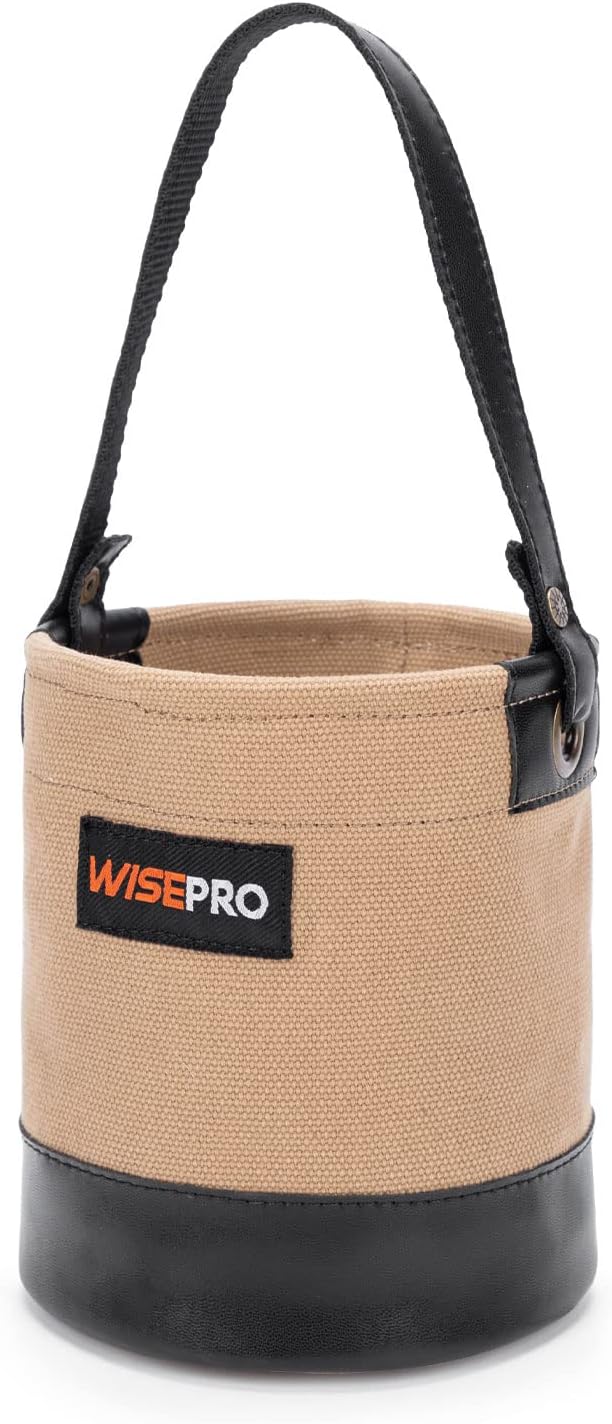 Canvas Mini Tool Bucket, 6 Inch Mini Tool Bag with Leather Reinforced,Organizers Bucket for Jobsite Carrying Nails,Bolts and Heavy Small Supplies