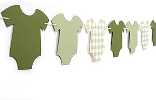 Green Bodysuit Banner - Green Gingham Banner,Baby Shower Decoration,Girl Boy Baby Shower Decor
