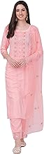 TRENDMALLS Women's Cotton Blend Embroidery Salwar Suit Set Kurta Pant with Dupatta Kurta Set for Women