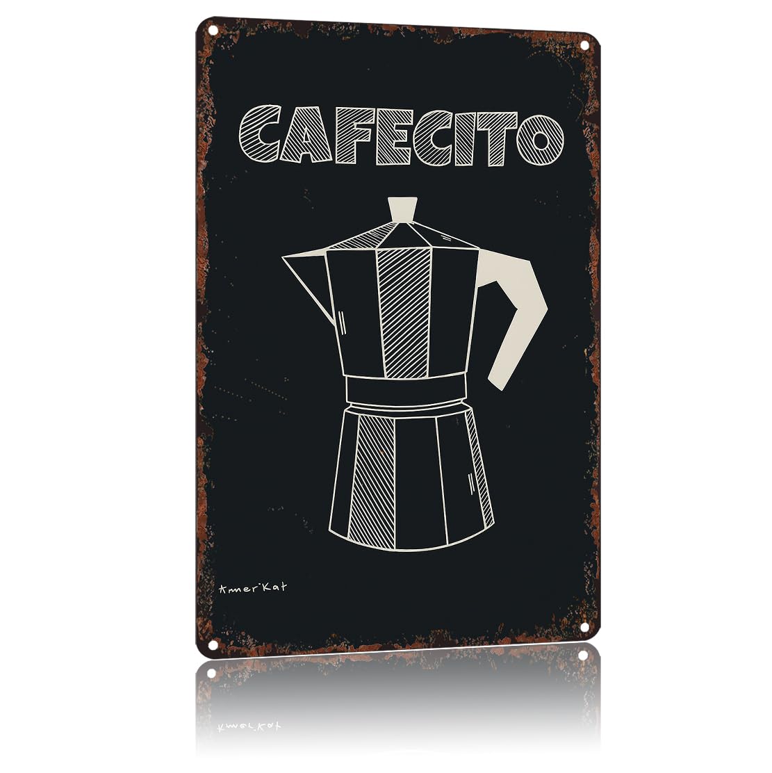 Cafecito Themed Funny Metal Sign, Vintage Plaque, Aluminum 12 x 8 Inch for Kitchen & Man Cave