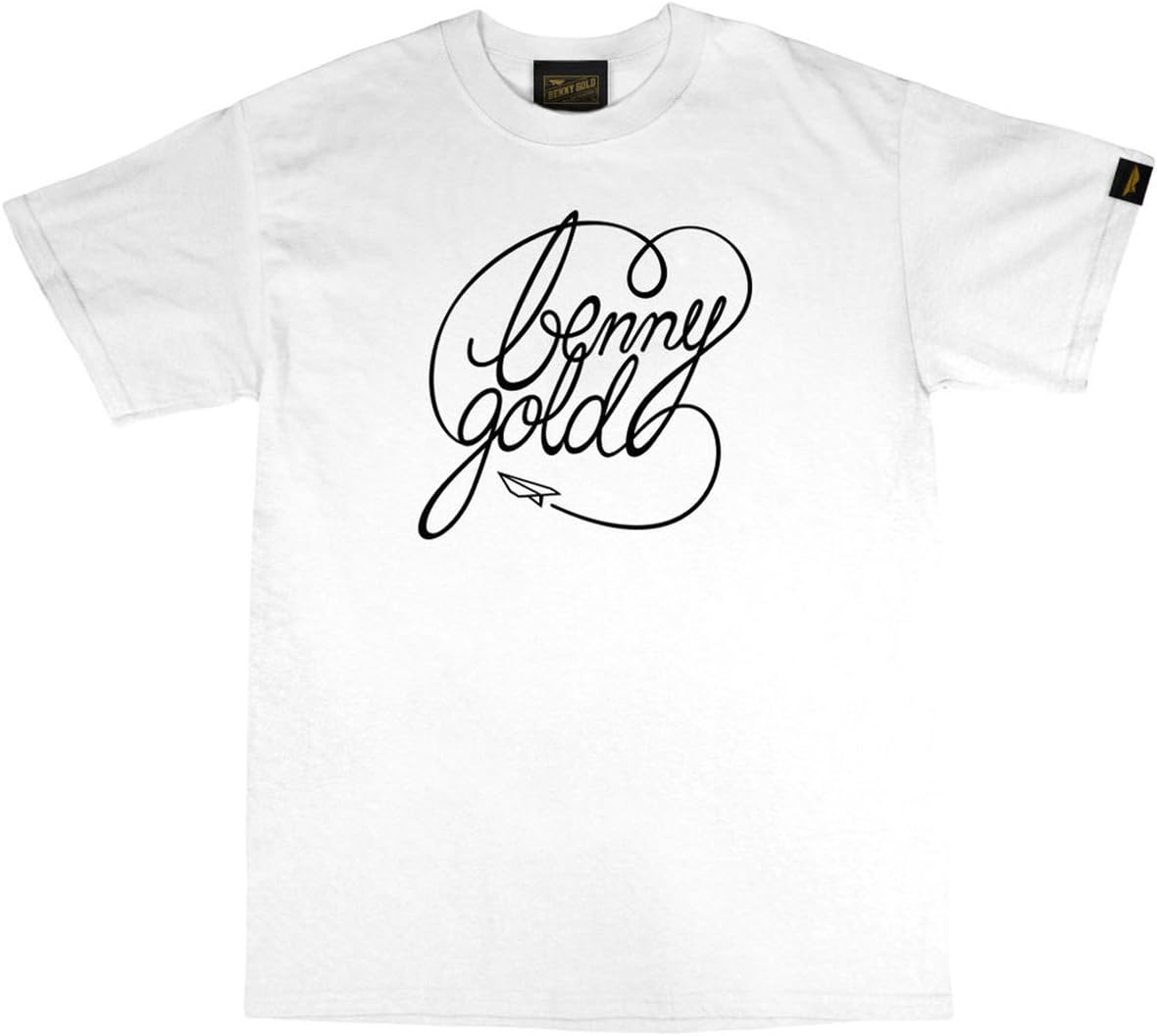 Benny Gold Mens Classic Script Short-Sleeve Shirt Medium White